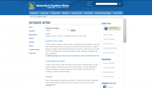 University of Southern Maine (Database Listing) http://usm.maine.edu/library/databases2?tid=All